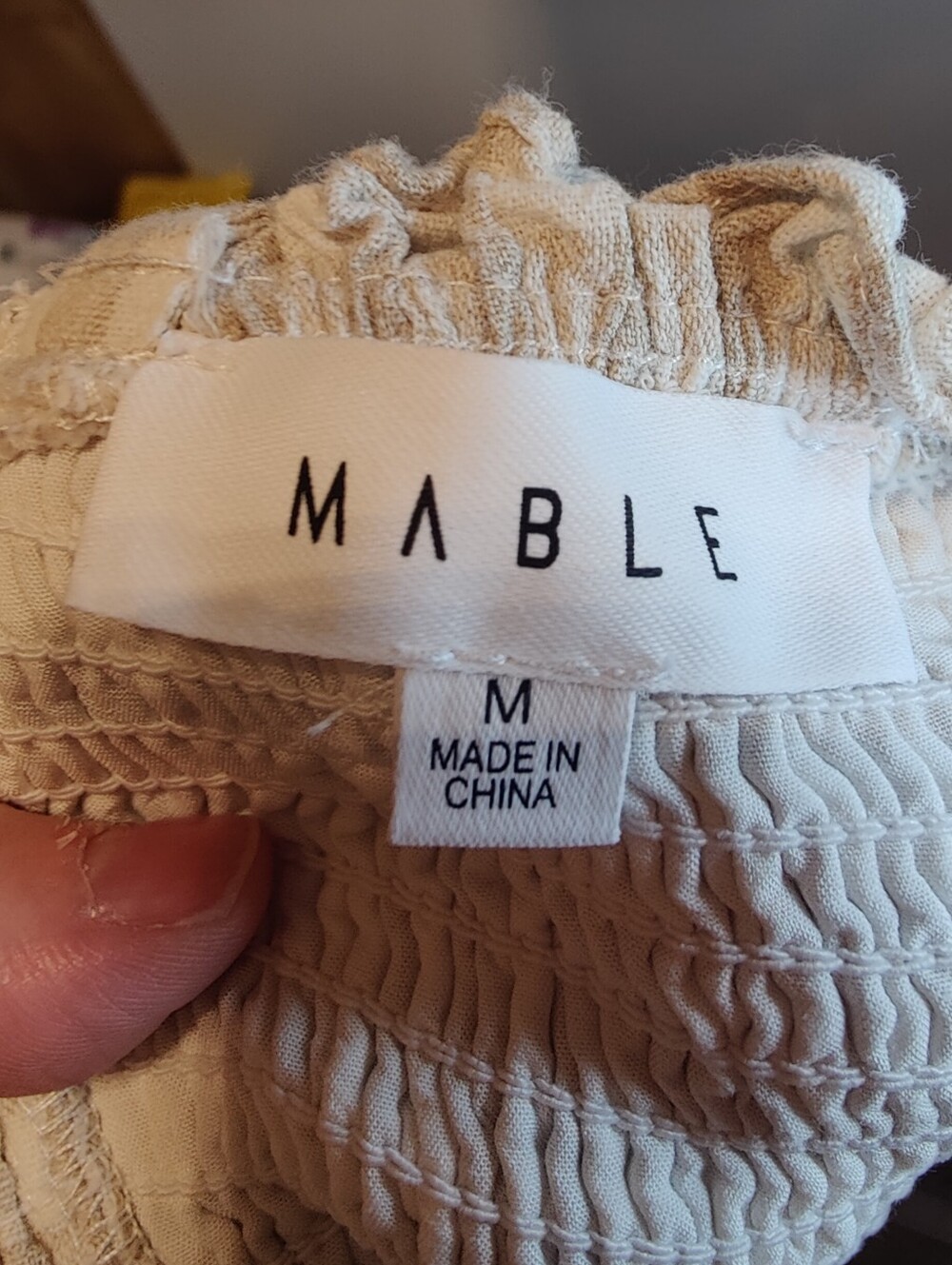 MABLE Gingham Smocked Tiered Ruffle Tie Back Mini Dress M - Picture 6 of 7